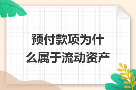 预付款项为什么属于流动资产