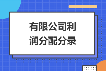 有限公司利润分配分录