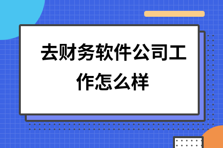 去财务软件公司工作怎么样