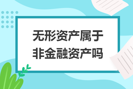 无形资产属于非金融资产吗
