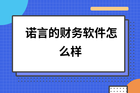 诺言的财务软件怎么样