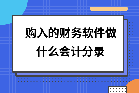 购入的财务软件做什么会计分录