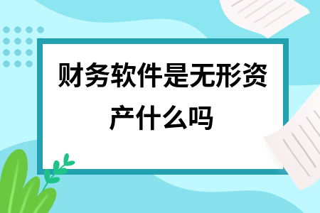 财务软件是无形资产什么吗