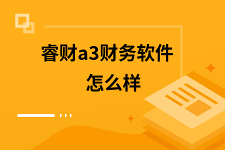 睿财a3财务软件怎么样