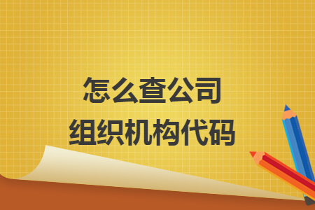 怎么查公司组织机构代码