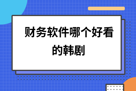 财务软件哪个好看的韩剧
