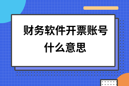 财务软件开票账号什么意思
