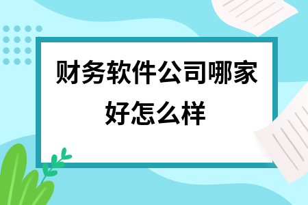 财务软件公司哪家好怎么样