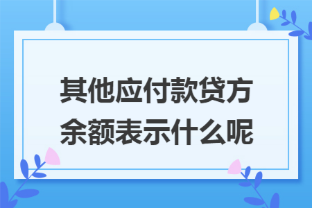 其他应付款贷方余额表示什么呢