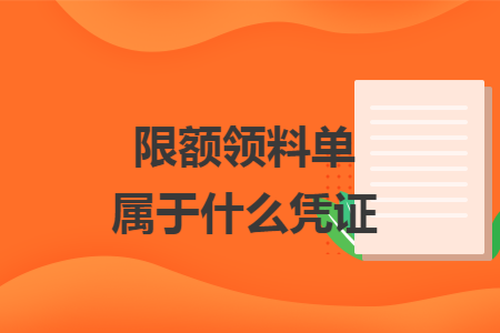 限额领料单属于什么凭证