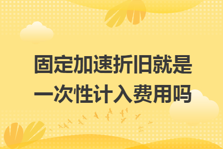 固定加速折旧就是一次性计入费用吗