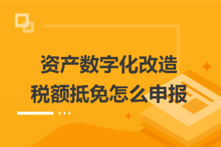 资产数字化改造税额抵免怎么申报