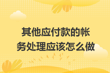 其他应付款的帐务处理应该怎么做