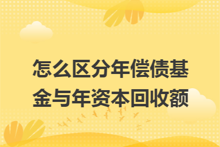怎么区分年偿债基金与年资本回收额
