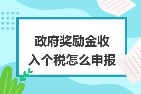 政府奖励金收入个税怎么申报