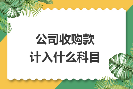 公司收购款计入什么科目