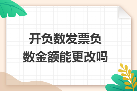 开负数发票负数金额能更改吗