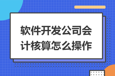 软件开发公司会计核算怎么操作