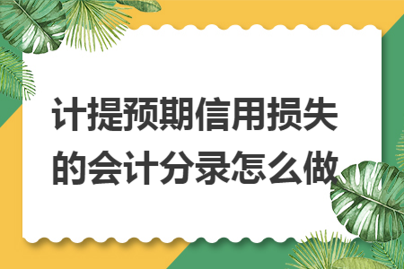 计提预期信用损失的会计分录怎么做