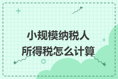小规模纳税人所得税怎么计算
