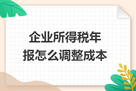 企业所得税年报怎么调整成本