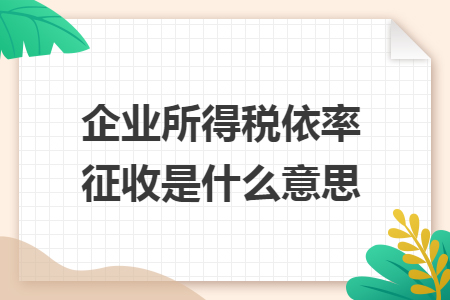 企业所得税依率征收是什么意思