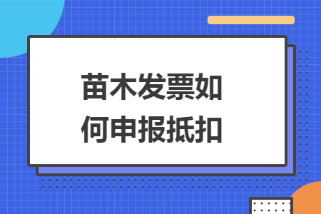 苗木发票如何申报抵扣