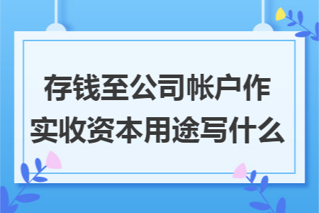 存钱至公司帐户作实收资本用途写什么