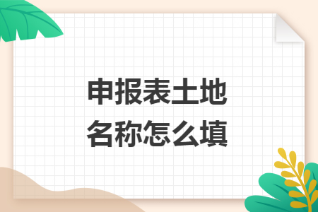 申报表土地名称怎么填