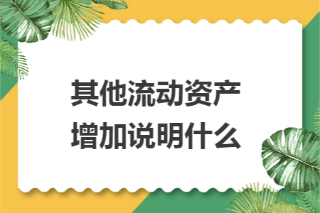 其他流动资产增加说明什么