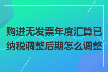 购进无发票年度汇算已纳税调整后期怎么调整