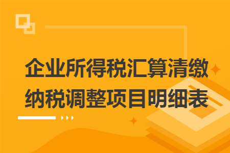 企业所得税汇算清缴纳税调整项目明细表