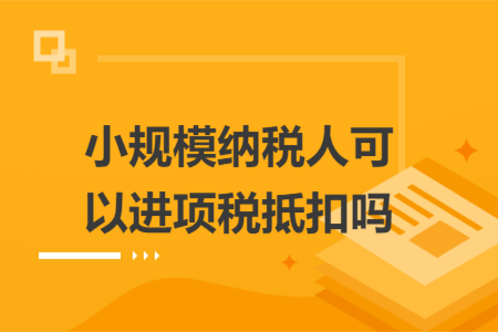 小规模纳税人可以进项税抵扣吗