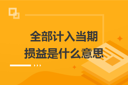 全部计入当期损益是什么意思