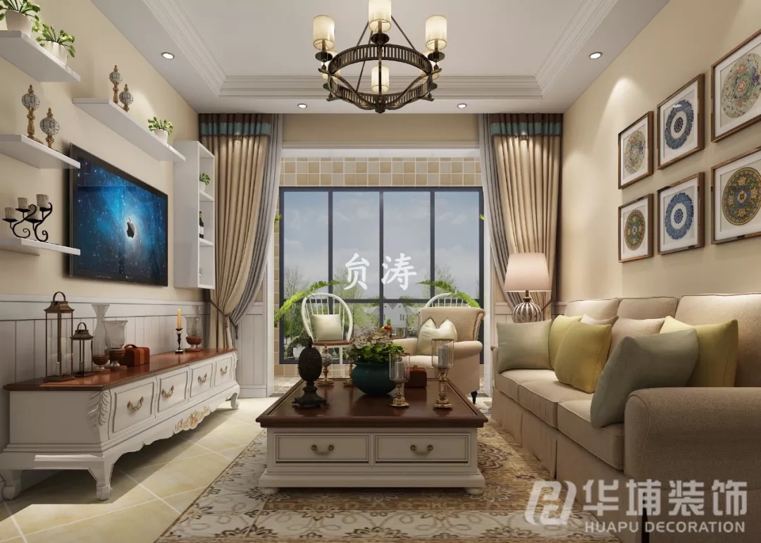 简约美式风格客厅装修效果图