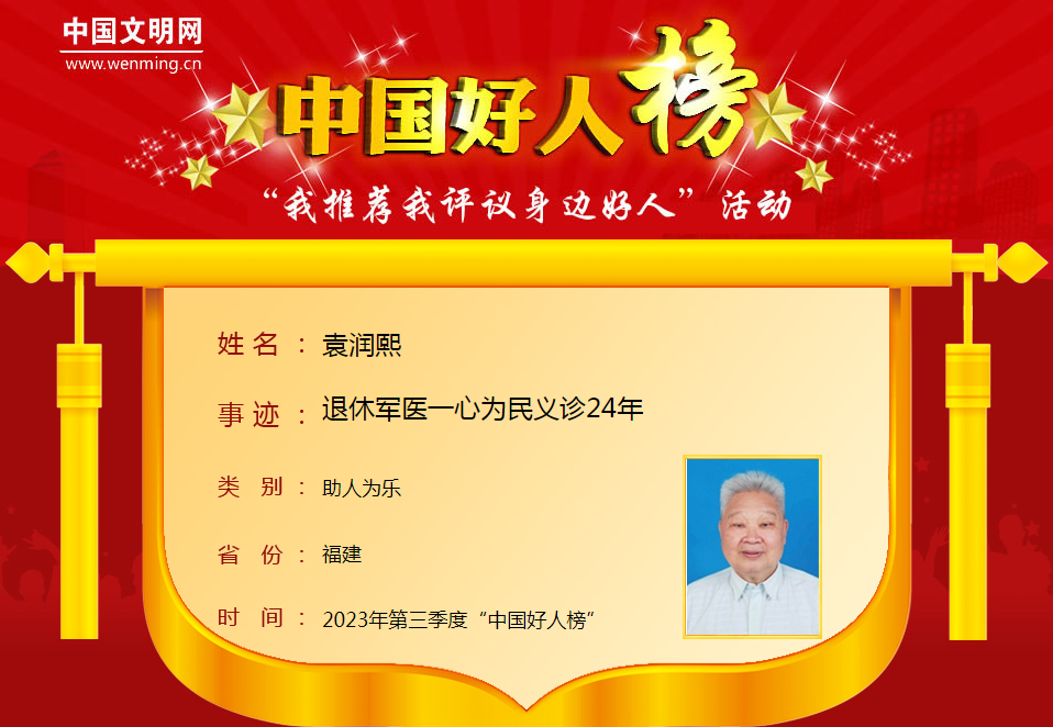 2023年第三季度“中国好人榜”发布！8位福建人上榜