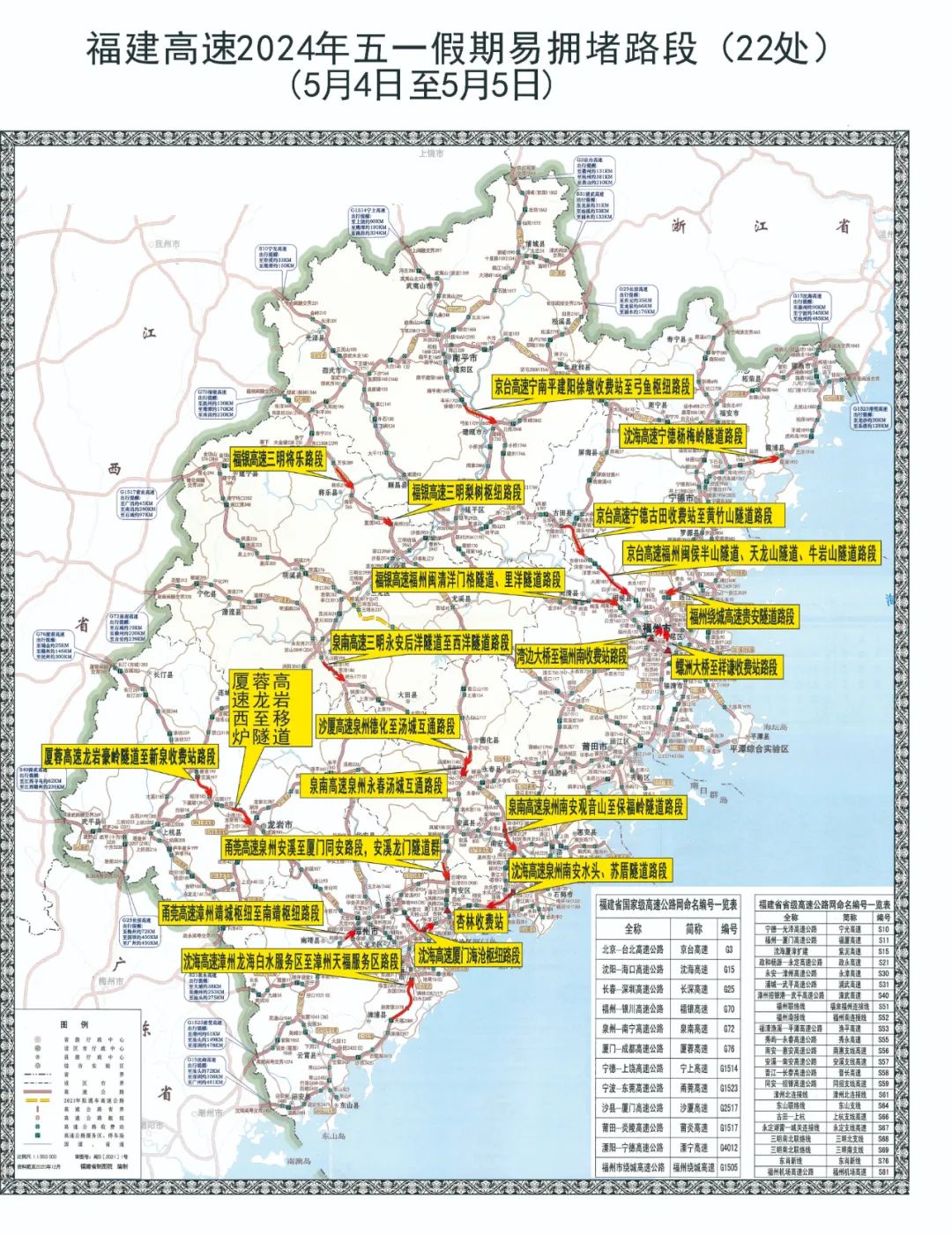 “五一”假期福建高速公路交通安全出行提示