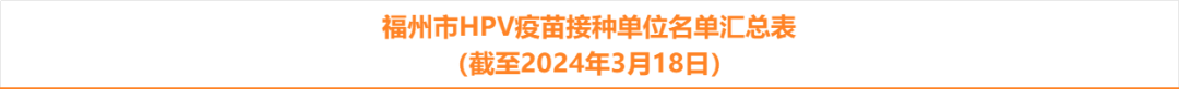 收藏！福建最新HPV疫苗接种单位名单来了