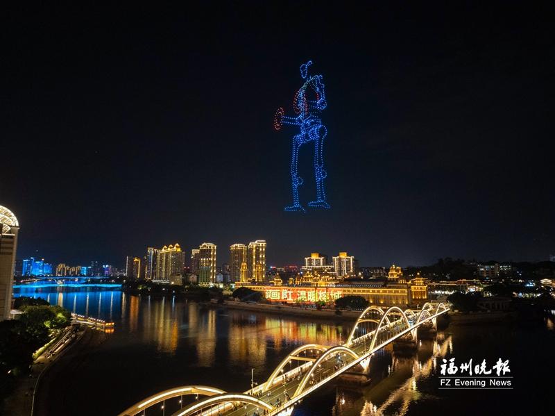 榕城夜空上演无人机灯光秀